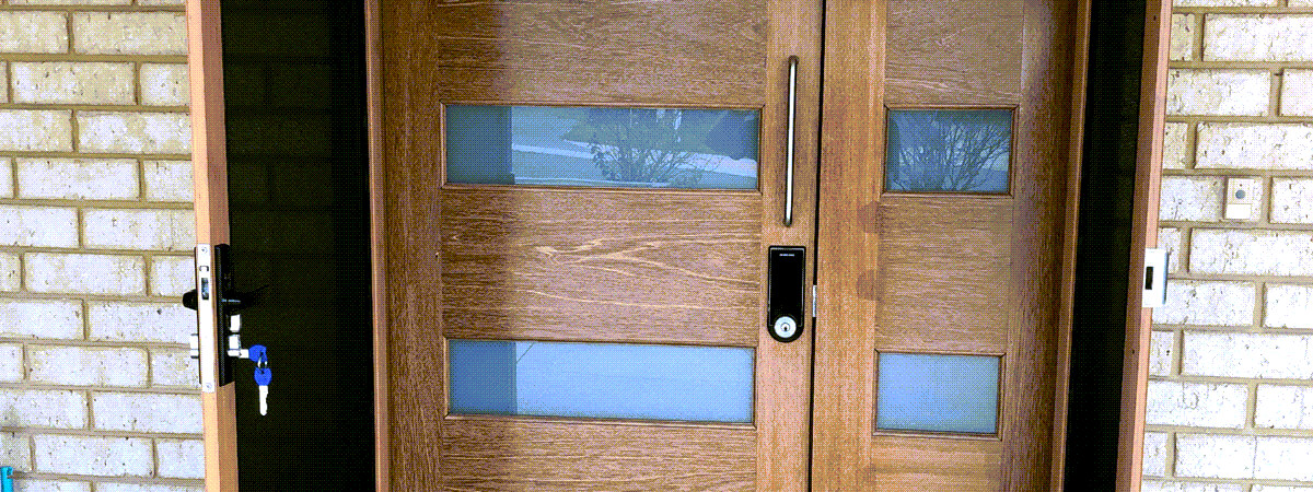 Wood-look security door front door